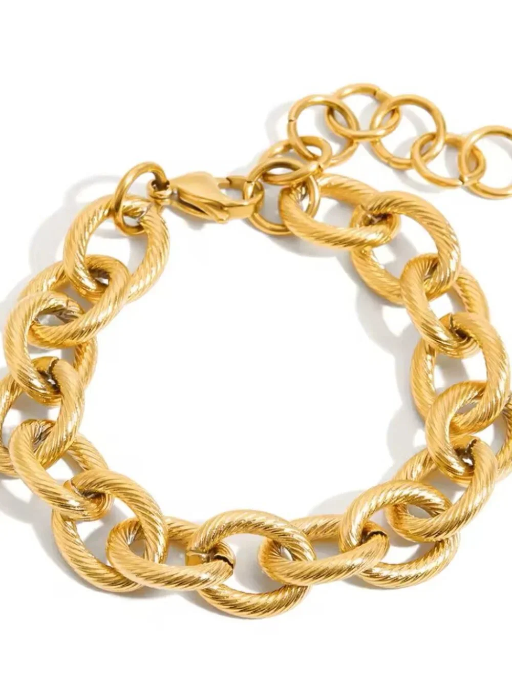 1pcs Zara Gumbo RolloLink Chain Bracelet Gold Tone Rope Shaped Nautical Textured